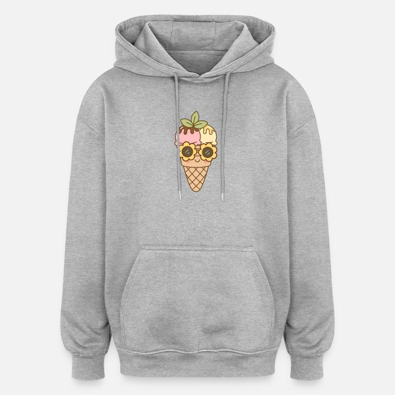 Glace - Sweat à capuche oversize unisexe - gris chiné