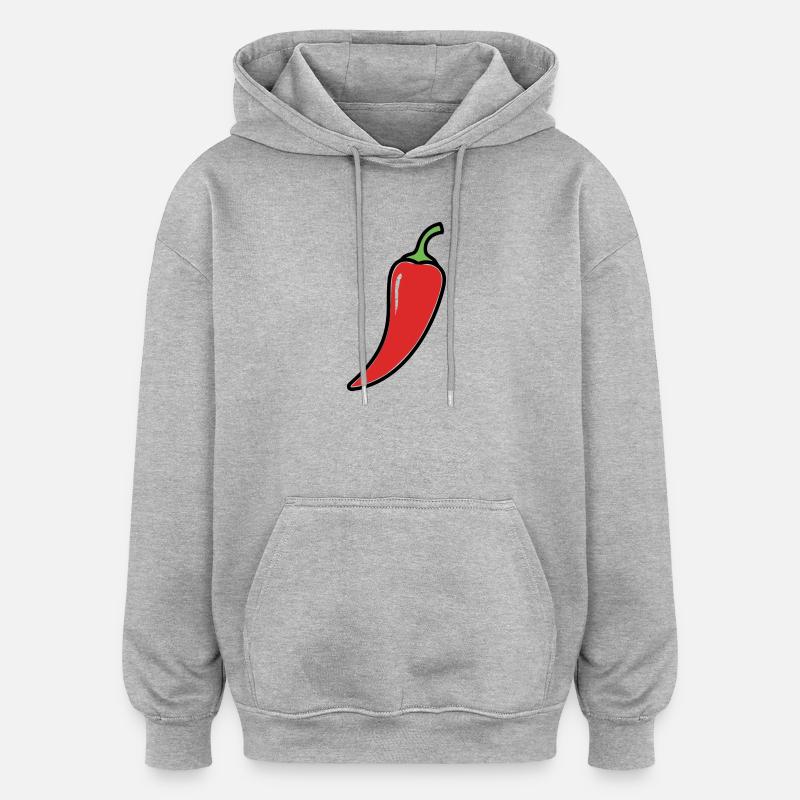 Chili Schote Scharf Comic - Oversized Unisex Hoodie - Grau meliert