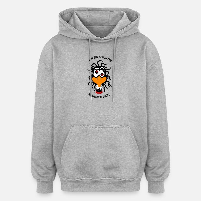 Ich bin schon ein komischer Vogel - Oversized Unisex Hoodie - Grau meliert