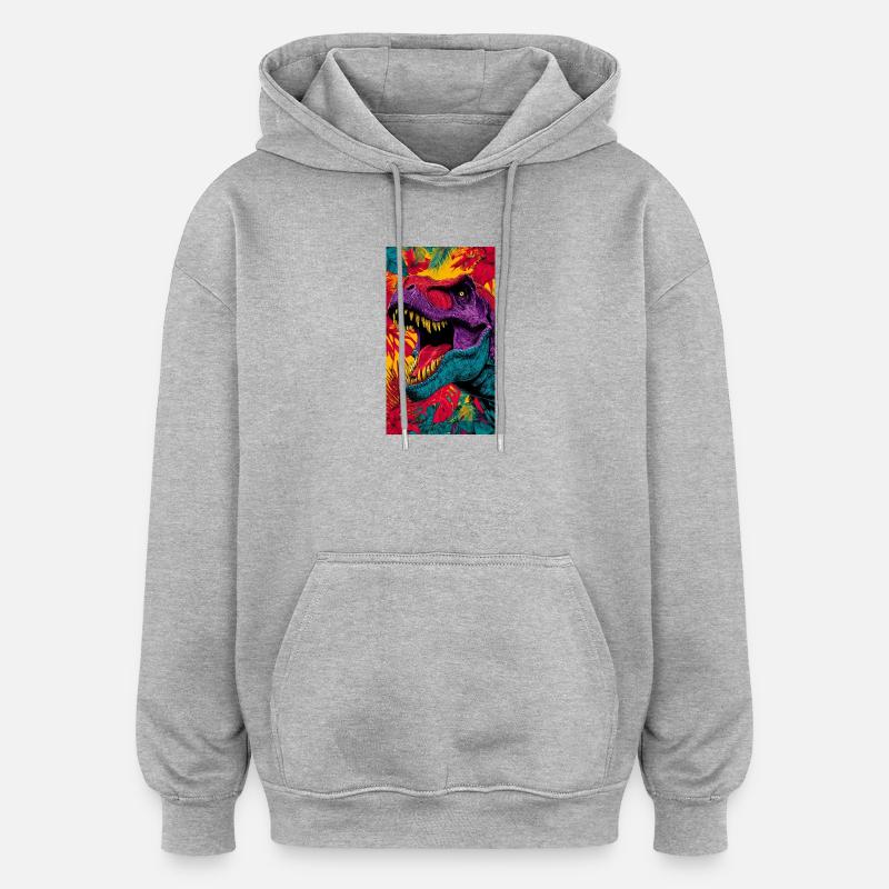 Dinosaurier - Oversized Unisex Hoodie - Grau meliert