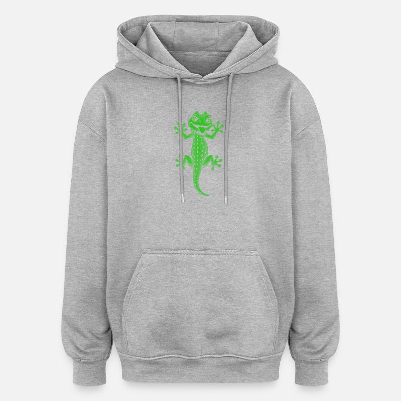 Gecko - Sweat à capuche oversize unisexe - gris chiné