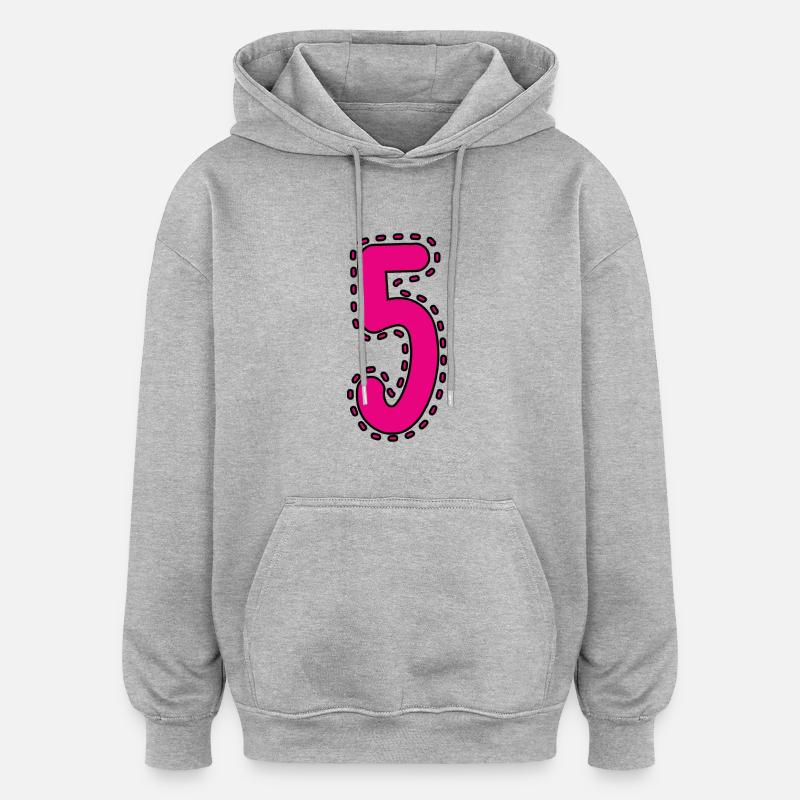 5. 5 ANS. 5e ANNIVERSAIRE - Sweat à capuche oversize unisexe - gris chiné