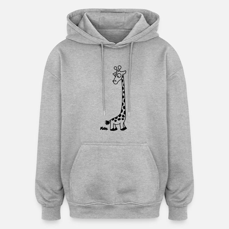 Girafe - Sweat à capuche oversize unisexe - gris chiné