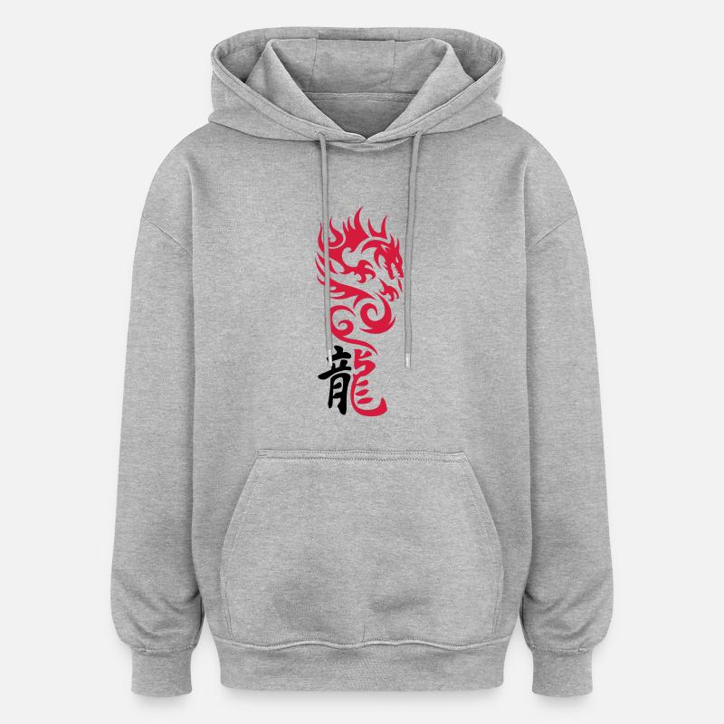 Drachen Tribal - Oversized Unisex Hoodie - Grau meliert
