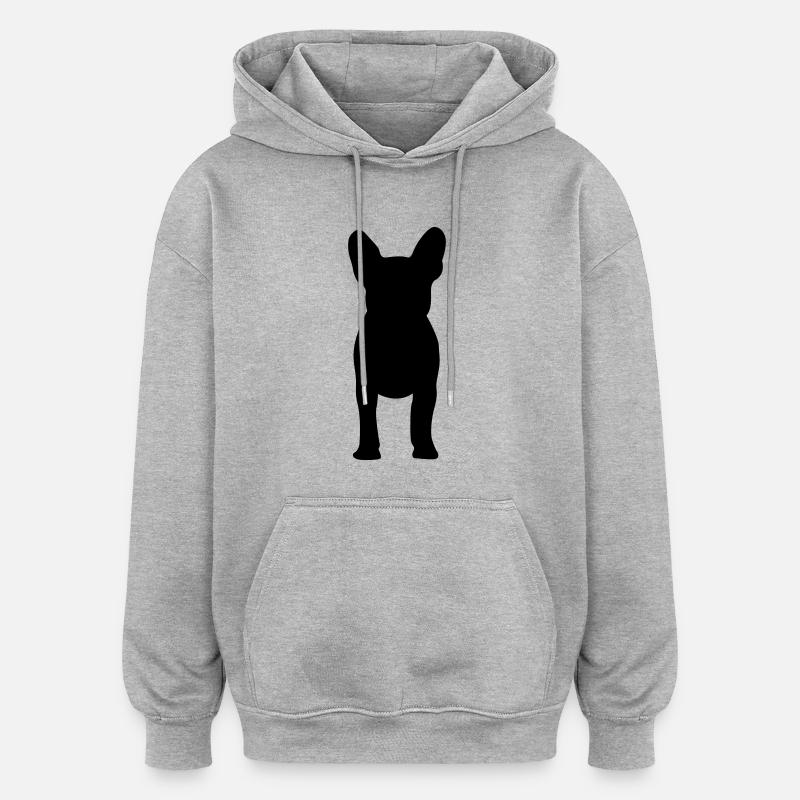 Bouledogue français - Sweat à capuche oversize unisexe - gris chiné