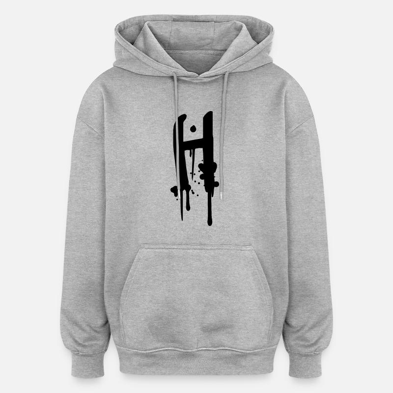 Graffiti H gouttes Farbklex spray - Sweat à capuche oversize unisexe - gris chiné