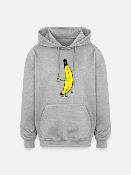 Kaffee Banane - Oversized Unisex Hoodie - Grau meliert