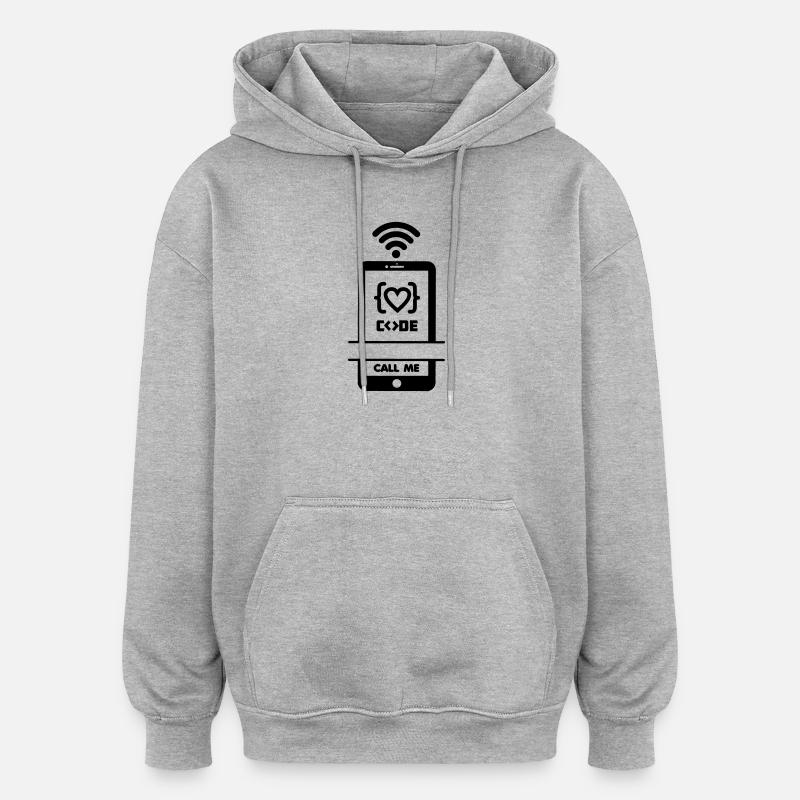 Codiste Appelez-moi code téléphone coeur - Sweat à capuche oversize unisexe - gris chiné