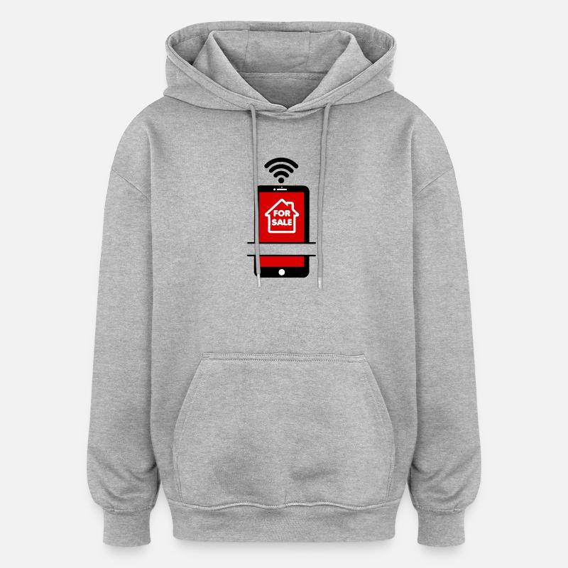 Appelez-moi téléphone maison à vendre - Sweat à capuche oversize unisexe - gris chiné
