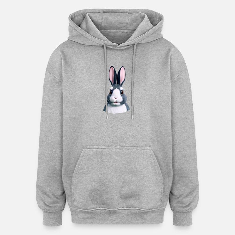 Lapin - Pas seulement à Pâques - Sweat à capuche oversize unisexe - gris chiné