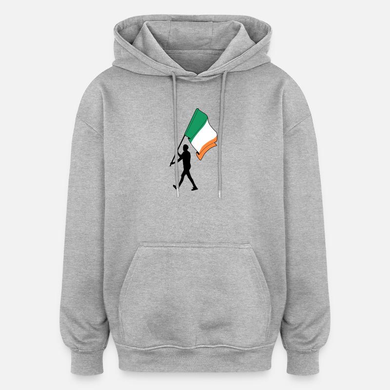 Drapeau Irlande Homme Marche - Sweat à capuche oversize unisexe - gris chiné