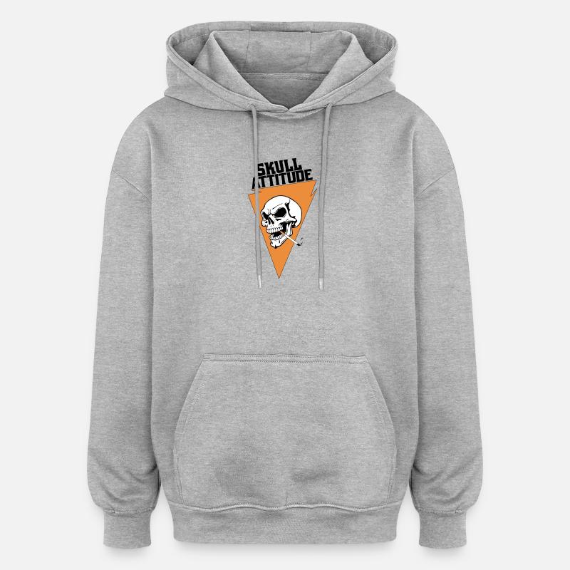 Rebell Totenschädel mit Dreieck Zigarette - Oversized Unisex Hoodie - Grau meliert
