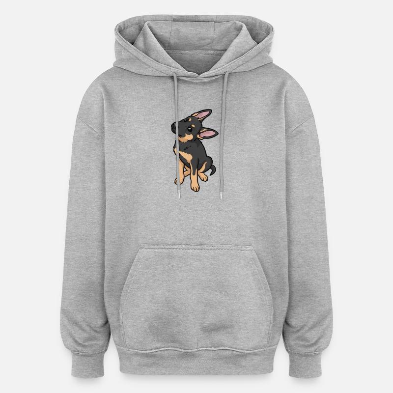 Cartoon Sheepdog Affection - Oversized Unisex Hoodie - heather grey