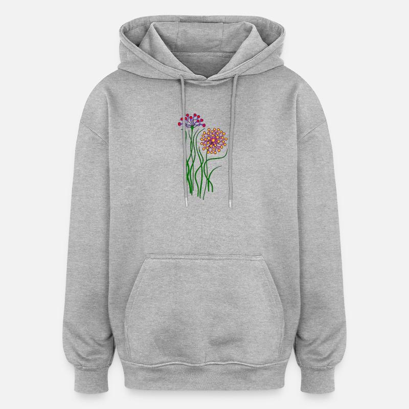 Fleur - Sweat à capuche oversize unisexe - gris chiné