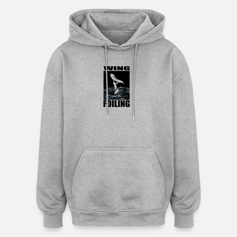 Wingfoiler - Sweat à capuche oversize unisexe - gris chiné