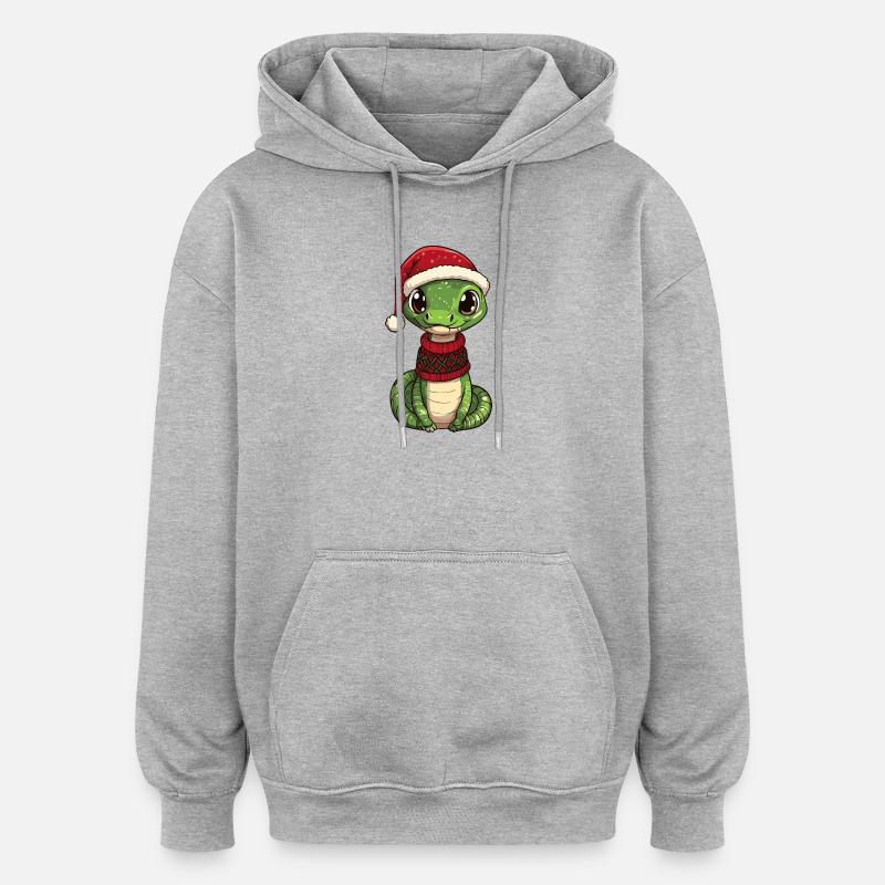 Noël de Noël Cobra Serpent - Sweat à capuche oversize unisexe - gris chiné