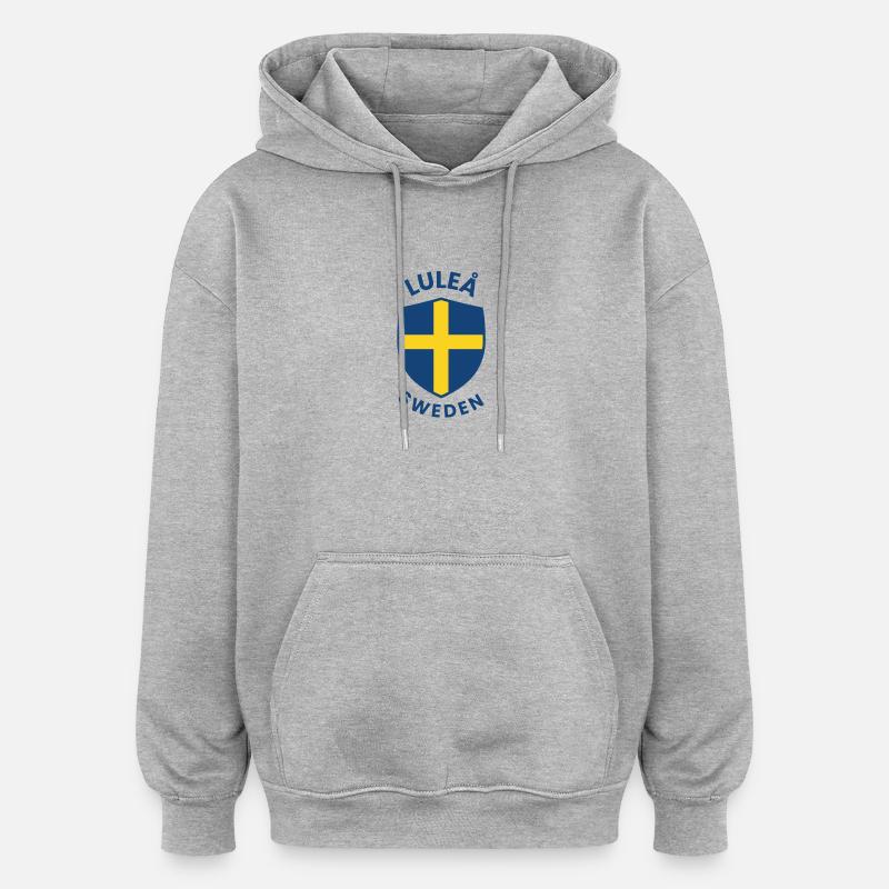 Drapeau de Suède de Luleå - Sweat à capuche oversize unisexe - gris chiné