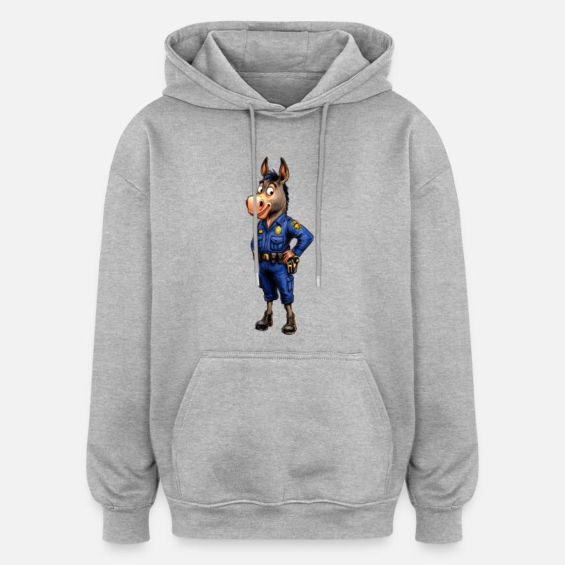 Polizei Esel - Oversized Unisex Hoodie - Grau meliert