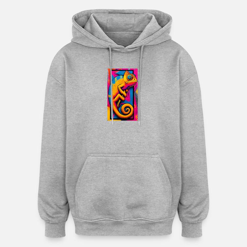 caméléon - Sweat à capuche oversize unisexe - gris chiné