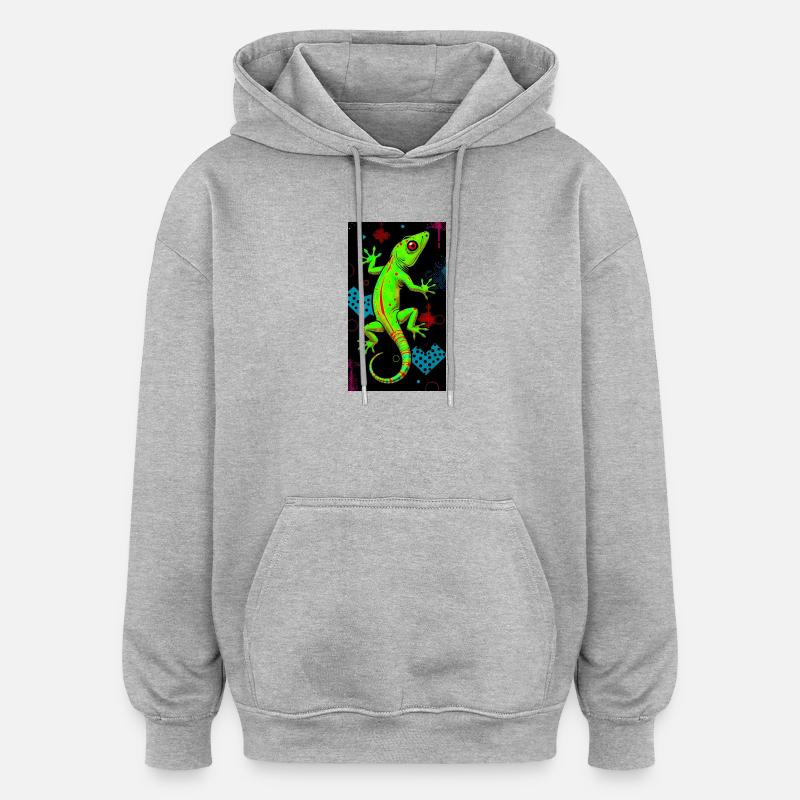 Gecko - Sweat à capuche oversize unisexe - gris chiné