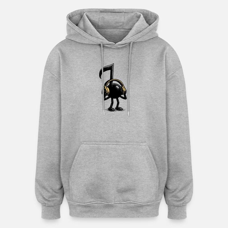 Note de musique - Sweat à capuche oversize unisexe - gris chiné