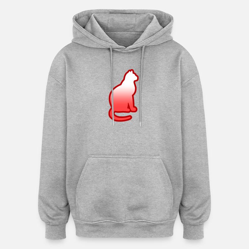 Chat - Sweat à capuche oversize unisexe - gris chiné