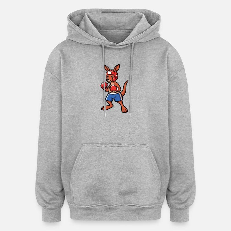 Boxe Kangaroo Australie - Sweat à capuche oversize unisexe - gris chiné