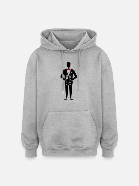 Enterrement de vie de garçon Marié Enterrement de vie de garçon - Sweat à capuche oversize unisexe - gris chiné