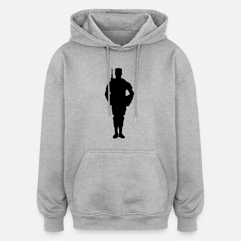Soldat - Sweat à capuche oversize unisexe - gris chiné