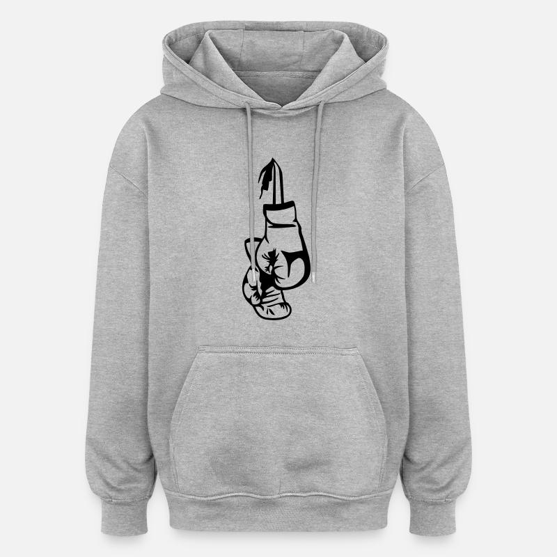 Boxe - Sweat à capuche oversize unisexe - gris chiné