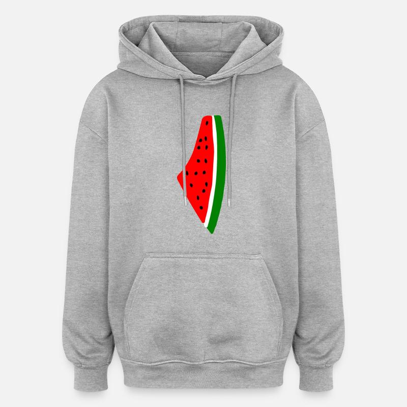 Melon pastèque - Sweat à capuche oversize unisexe - gris chiné