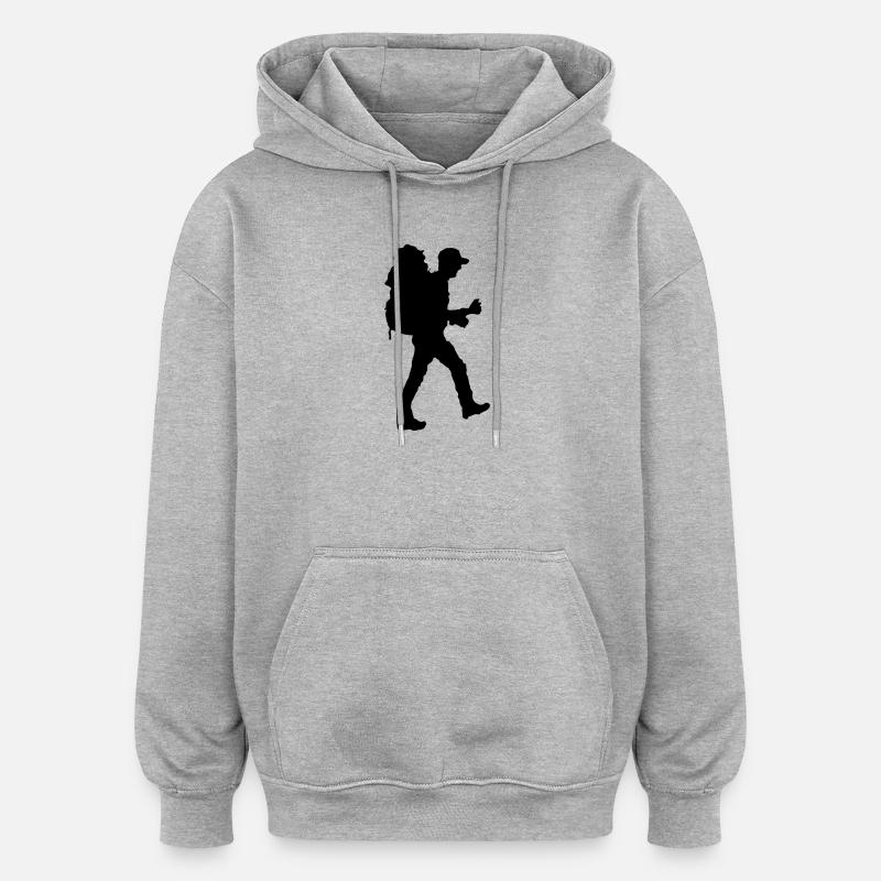 Backpacker silhouette - Oversized Unisex Hoodie - heather grey