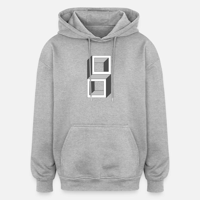Grayscale Cube Frames - Oversized Unisex Hoodie - heather grey