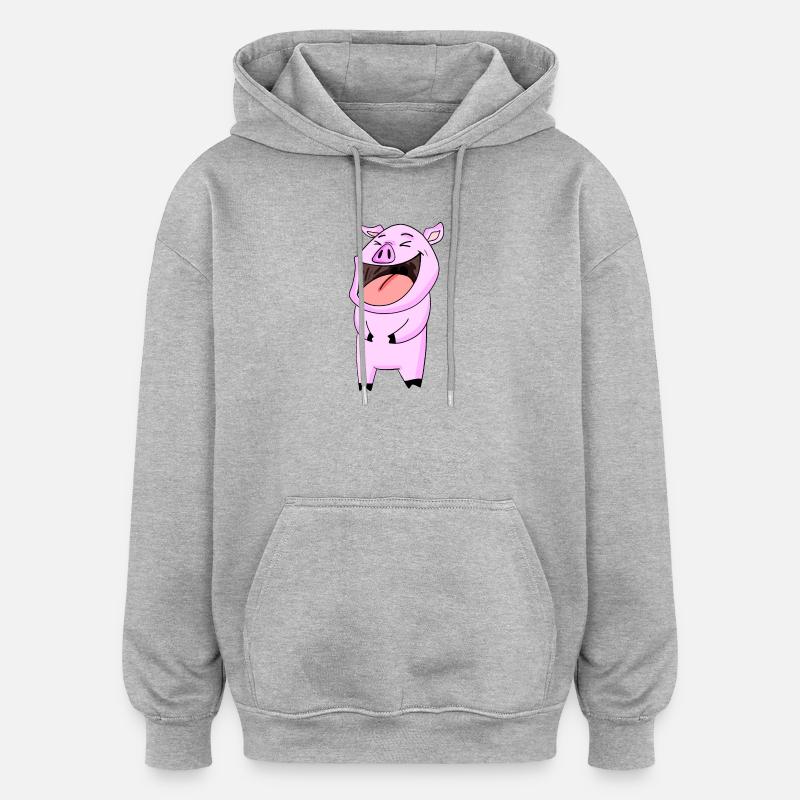 Rires de cochon - Sweat à capuche oversize unisexe - gris chiné