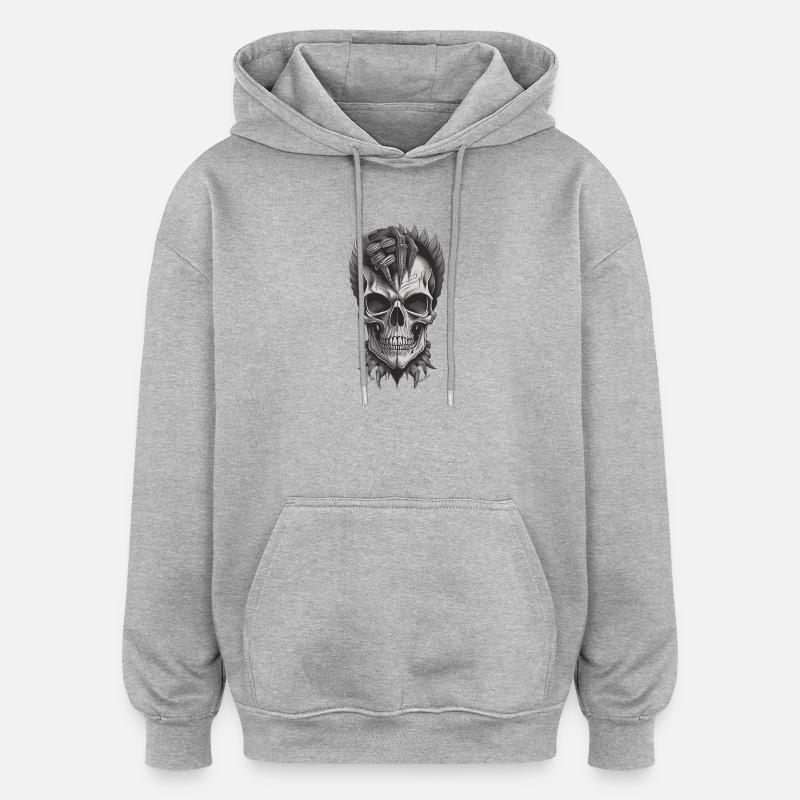 Crâne cool - Sweat à capuche oversize unisexe - gris chiné
