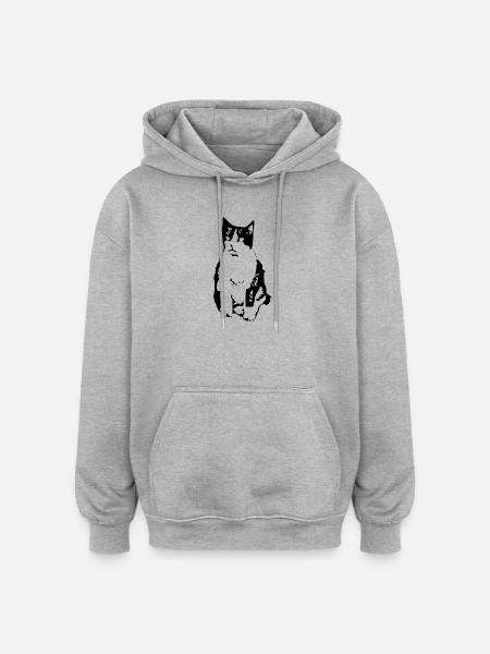 Chat Noir Chat Chemise Cadeau - Sweat à capuche oversize unisexe - gris chiné
