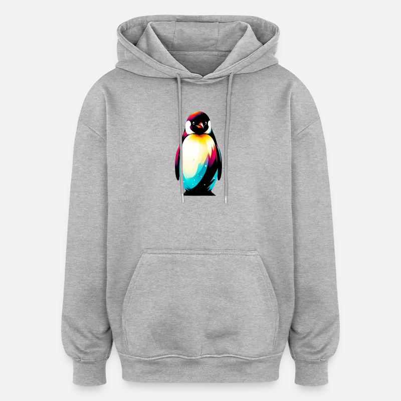 Pinguin - Oversized Unisex Hoodie - Grau meliert