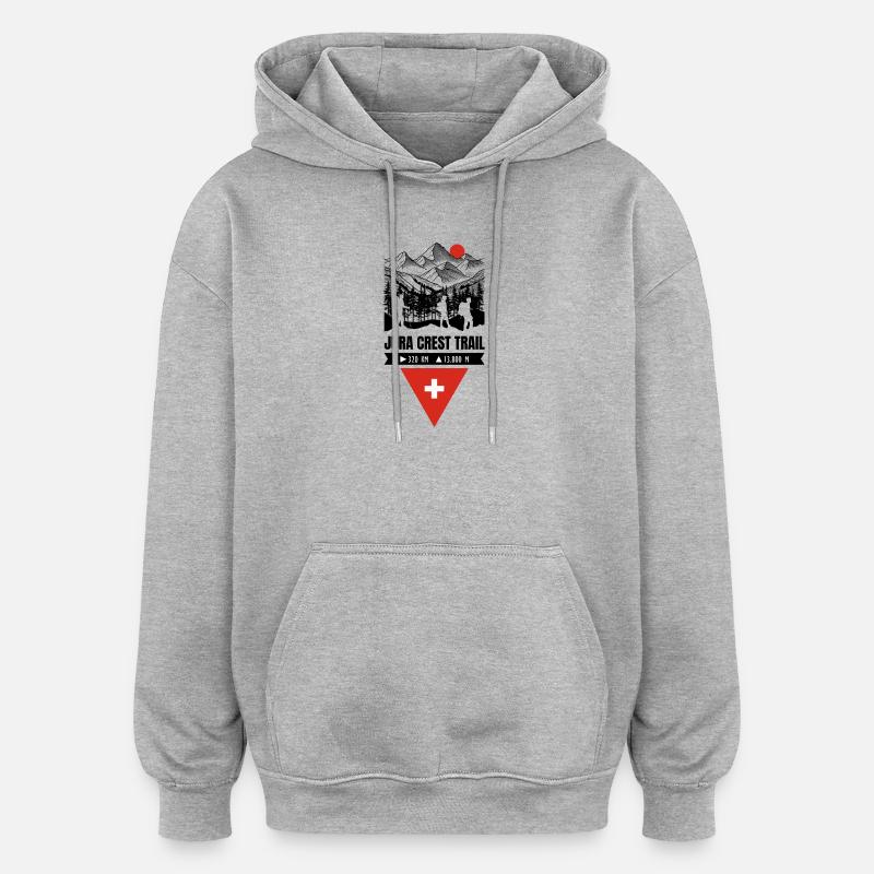 Sentier des Crêtes du Jura Suisse - Sweat à capuche oversize unisexe - gris chiné