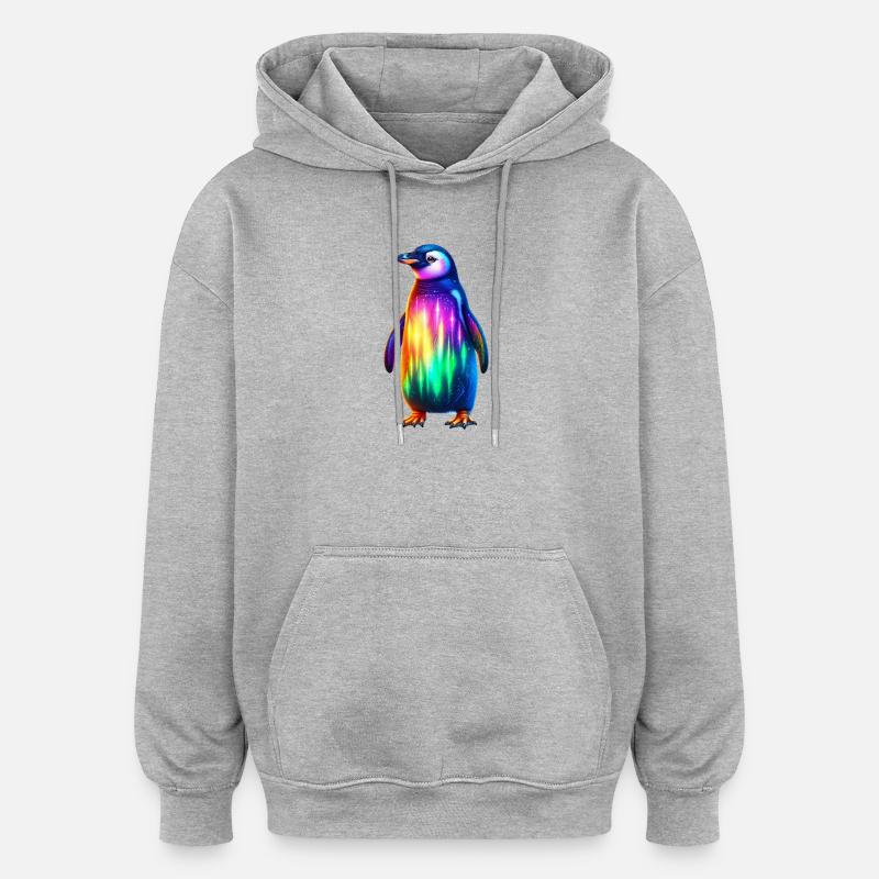 Pinguin - Oversized Unisex Hoodie - Grau meliert