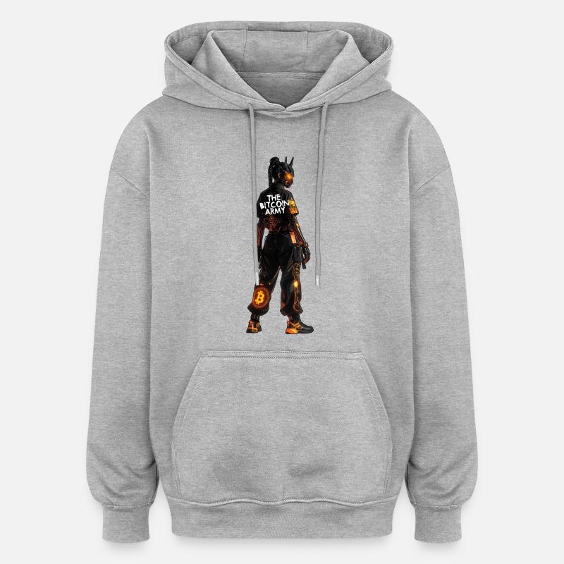 Bitcoin Bazooka – Die Bitcoin-Armee – Samurai 02 - Oversized Unisex Hoodie - Grau meliert
