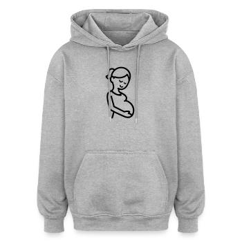 Schwangere - Oversized Unisex Hoodie - Grau meliert - Vorne - Noah (186cm)