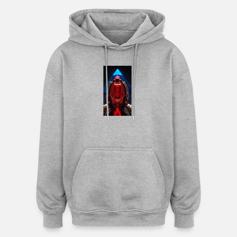 Roter Kristall RoboHände - Oversized Unisex Hoodie - Grau meliert
