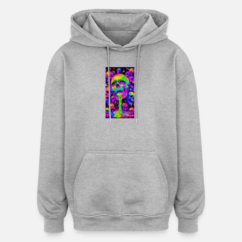 Psychedelic Neon Skeletons - Oversized Unisex Hoodie - heather grey