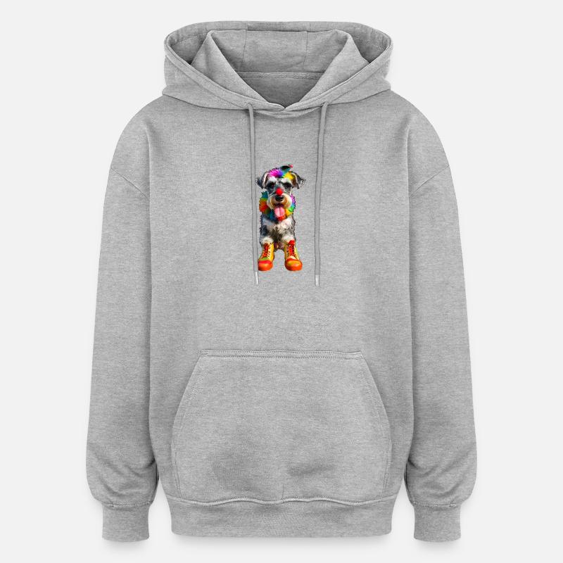 Schnauzer Clown - Sweat à capuche oversize unisexe - gris chiné