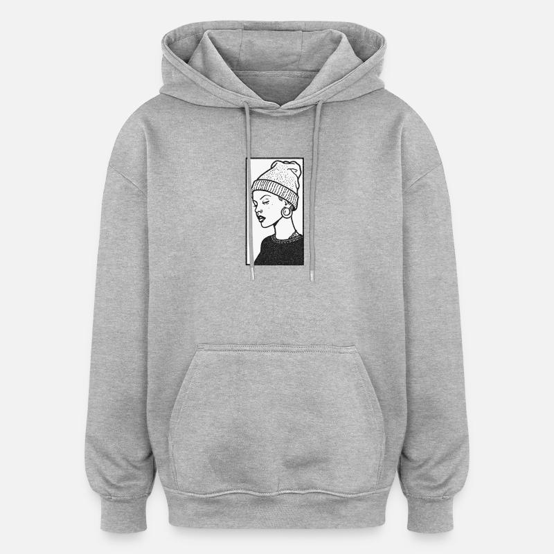 Hip Hop Face #4 - Sweat à capuche oversize unisexe - gris chiné
