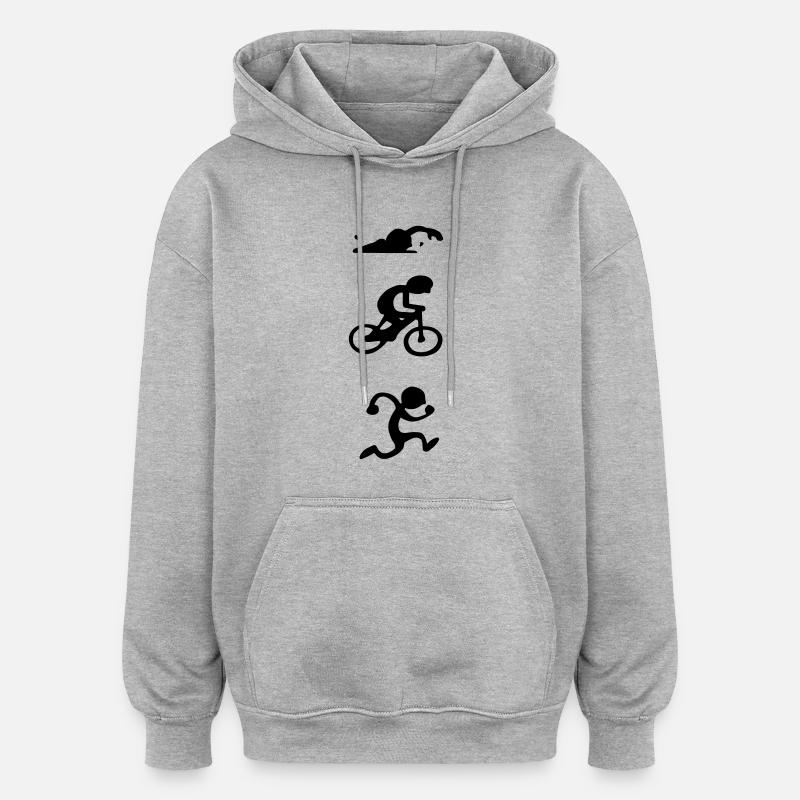 triathlon - Sweat à capuche oversize unisexe - gris chiné