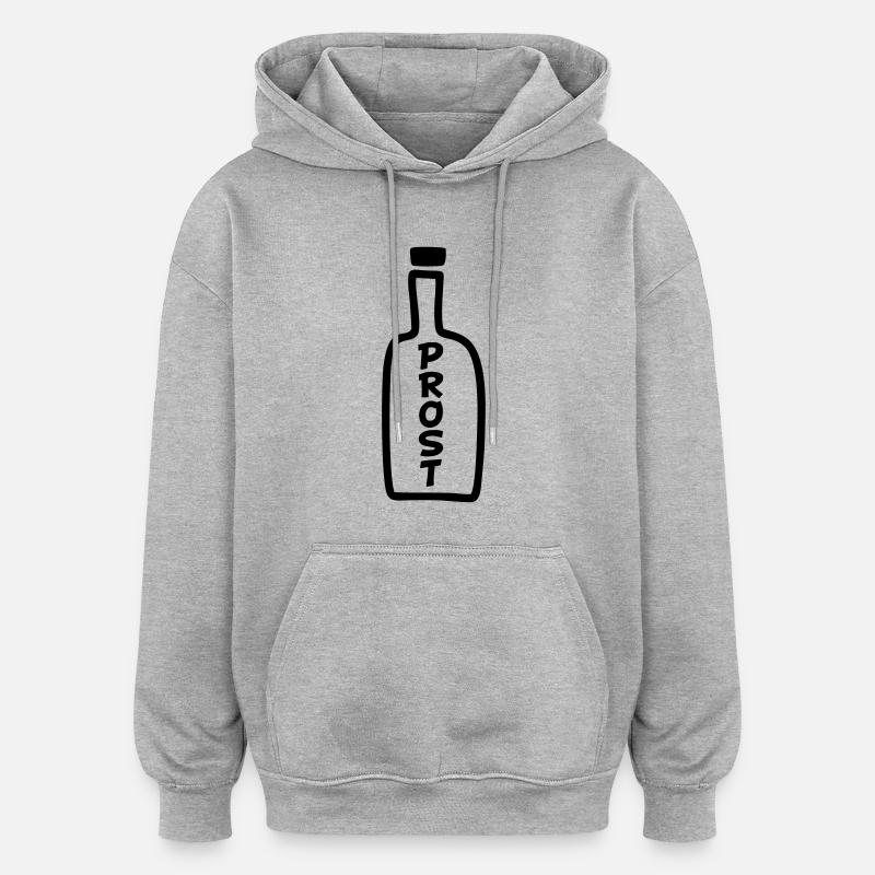 Flasche Prost - Oversized Unisex Hoodie - Grau meliert