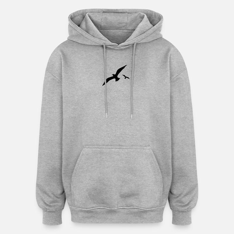 Möwe - Oversized Unisex Hoodie - Grau meliert