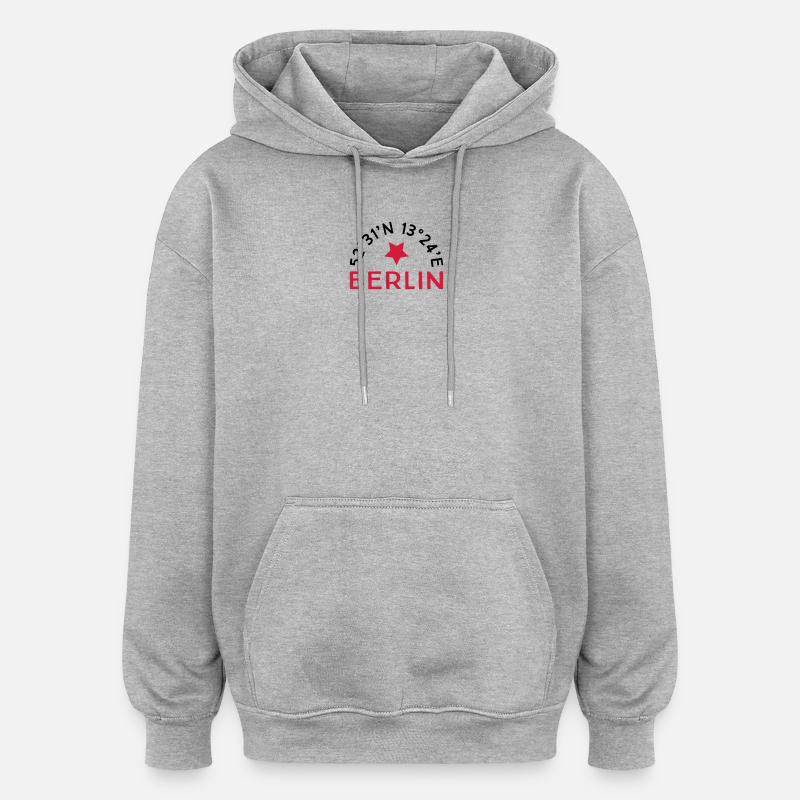 Berlin - Sweat à capuche oversize unisexe - gris chiné