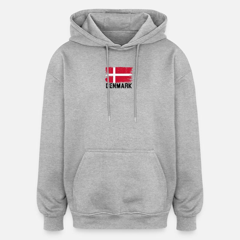 Pinceau du drapeau grunge danois - Sweat à capuche oversize unisexe - gris chiné